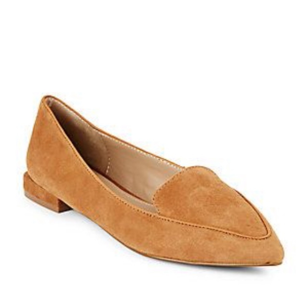 Saks Fifth Avenue Suede Tan Pointed Flats